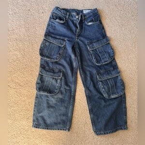 Zara Girls kids Blue Cargo Jeans size 9